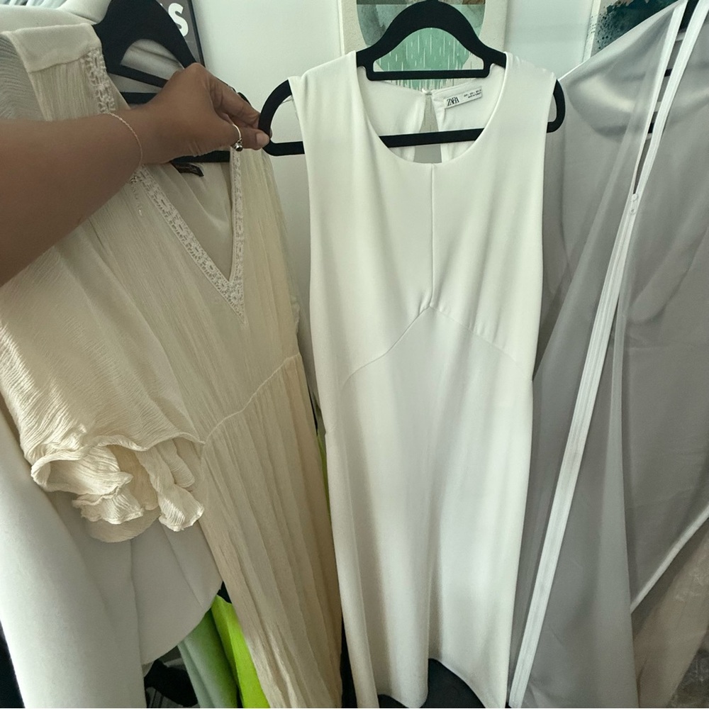 Zara White Maxi Dress with back cutouts